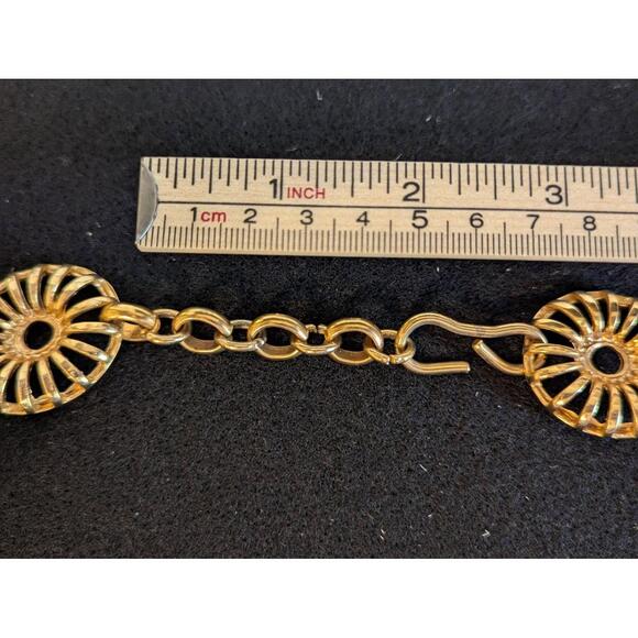 Vintage Necklace Womens 17 Inch Gold Tone Circle Hook Closure Statement Elegant - Picture 7 of 11